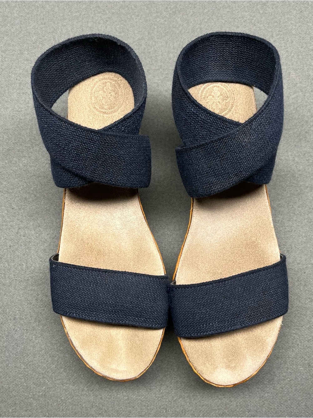 CHARLESTON SHOE CO. Navy Crisscross Wedge Espadrille Sandals - Picture 2 of 7